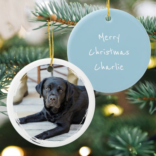 Prettig Kerstmis op maat gemaakte foto hond huisdi Keramisch Ornament
