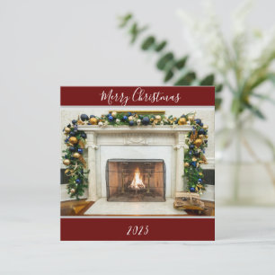 Prettig Kerstmis Ovale Kantoor Haard Witte Huis Feestdagenkaart