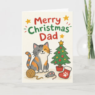 Prettig Kerstmis Papa Van De Kat Kaart