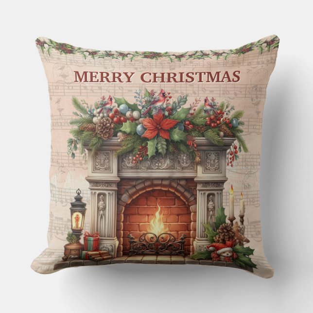 Prettig Kerstmis Parijse Charme Kussen (Voorkant)