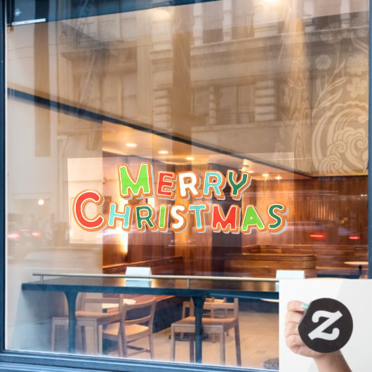 Prettig Kerstmis Peperkoek Koekje Lettertype Bakke Raamsticker (Cafe Raam)