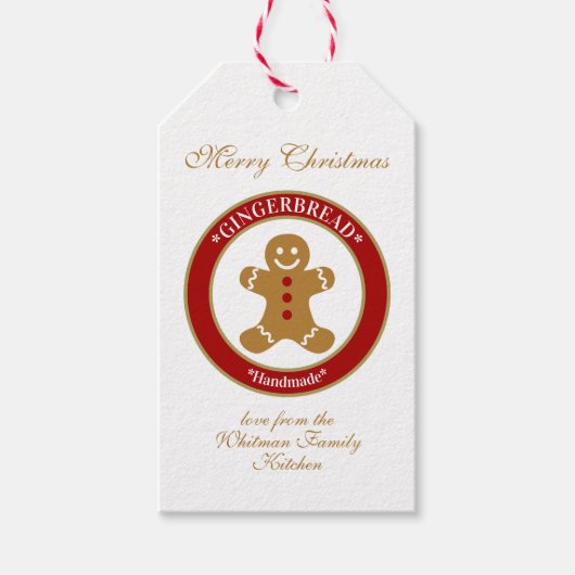 Prettig Kerstmis Peperkoek Wit Cadeaulabel (Voorkant)