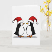 Prettig kerstmis Pinguïns Kaart (Gele Bloem)