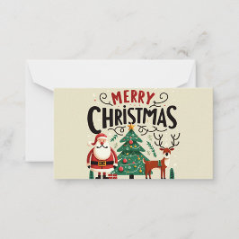 Prettig Kerstmis Plat Wenskaart Notitiekaartje
