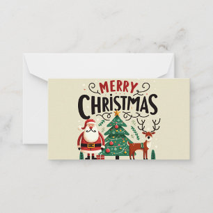 Prettig Kerstmis Plat Wenskaart Notitiekaartje
