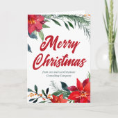 Prettig Kerstmis Poinsettia Bloemstuk Aangepaste B Feestdagen Kaart (Voorkant)