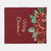 Prettig Kerstmis Poinsettia Fleece Deken (Voorkant (Horizontaal))