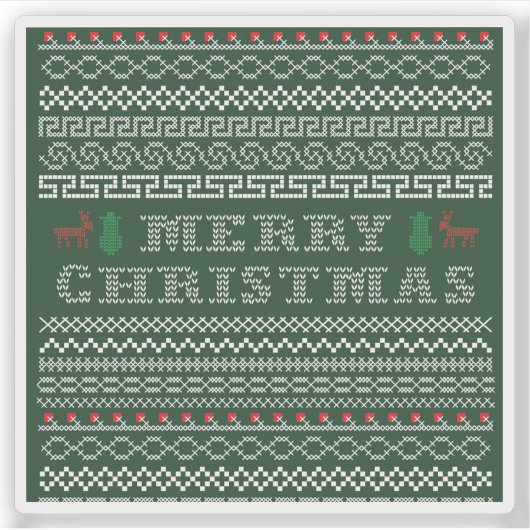 Prettig Kerstmis Rand Sticker (Voorkant)