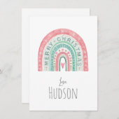 Prettig Kerstmis Regenboog LIEFDE, NAAM Kinderkuns Feestdagenkaart (Voorkant / Achterkant)