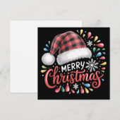 Prettig Kerstmis Rendier Kerst Familie Rood Geruit Feestdagenkaart (Voorkant / Achterkant)