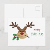 Prettig Kerstmis Rendier Met Maretak Feestdagenkaart (Voorkant / Achterkant)