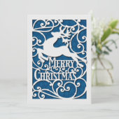 Prettig Kerstmis Rendier Silhouetten Sneeuwvlok Feestdagenkaart (Staand voorkant)