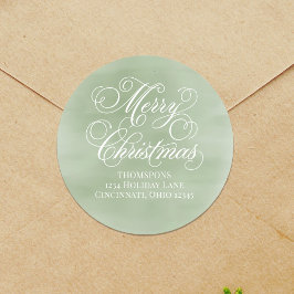 Prettig Kerstmis Retouradres Groen Schrift Ronde Sticker