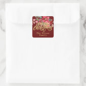 Prettig Kerstmis Retouradres Klassieke bloemen Vierkante Sticker (Tas)