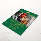 Prettig Kerstmis Retro Groen Foto Persoonlijk Folie Feestdagenkaart (Gedraaid)