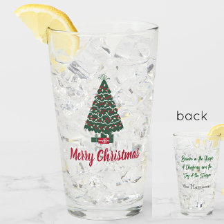 Prettig Kerstmis Retro Kerstboom Groet Pint Glas