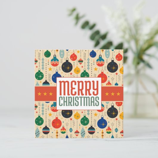 Prettig Kerstmis Retro Kerstkaart Notitiekaartje (Staand voorkant)