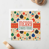Prettig Kerstmis Retro Kerstkaart Notitiekaartje (Voorkant / Achterkant in situ)