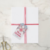 Prettig Kerstmis retro Rood en Blauw Cadeaulabel (Met Touw)