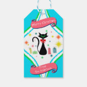 Prettig Kerstmis Retro Siamese Kat Naam Cadeaulabel (Achterkant)