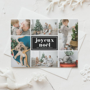 Prettig Kerstmis Retro Typografie Zwarte Foto Coll Feestdagenkaart