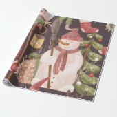 Prettig Kerstmis Retro Vintage Kerstman  Cadeaupapier (Uitgerold)