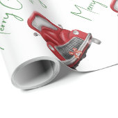 Prettig Kerstmis Rode Auto Patroon Script Cadeaupapier (Rol Hoek)