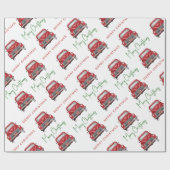 Prettig Kerstmis Rode Auto Patroon Script Cadeaupapier (Vlak)
