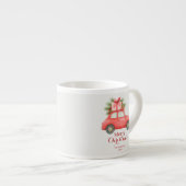 Prettig Kerstmis Rode Auto – Persoonlijke Kerst Espresso Kop (Voorkant rechts)