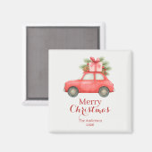 Prettig Kerstmis Rode Auto – Persoonlijke Kerst  Magneet (Voorkant / Achterkant)