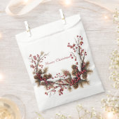 Prettig Kerstmis Rode Bessen Pijnappels Sneeuw Bedankzakje (Geknipt)