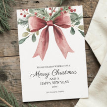 Prettig Kerstmis Rode Elegante Waterverf Strik