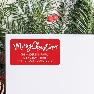 Prettig Kerstmis Rode Retouradres Etiket