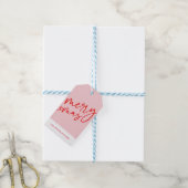 Prettig Kerstmis Rode & Roze Kerstcadeautag Cadeaulabel (Met Touw)
