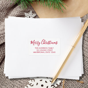 Prettig Kerstmis Rode Script Retouradres Etiket
