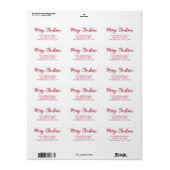 Prettig Kerstmis Rode Script Retouradres Etiket (Full Sheet)