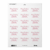 Prettig Kerstmis Rode Script Retouradres Etiket (Full Sheet)