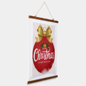 Prettig Kerstmis Rode Versiering met Goud Hangend Wandkleed (Gebogen)