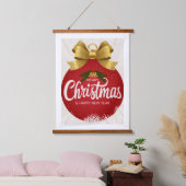 Prettig Kerstmis Rode Versiering met Goud Hangend Wandkleed (Slaapkamer)