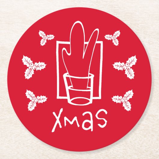 Prettig Kerstmis Ronde Kartonnen Onderzetter (Voorkant)