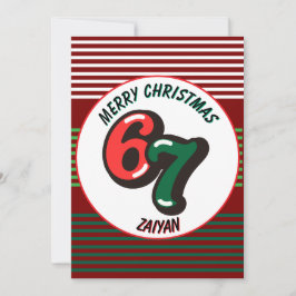 Prettig Kerstmis Rood Cijfers 6 & 7 Aangepaste naa Feestdagenkaart