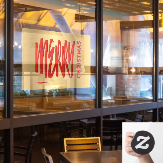 Prettig Kerstmis Rood Ellegant Modern Kunstzinnig Raamsticker (Restaurant Raam)