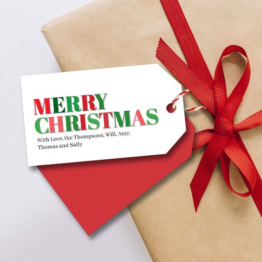 Prettig Kerstmis Rood en Groen op Maat Cadeaulabel