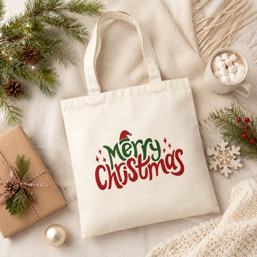 Prettig Kerstmis Rood en Groen Tote Bag