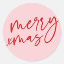 Prettig Kerstmis Rood en Roze Script Sticker