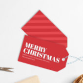 Prettig Kerstmis Rood en Wit Aangepast Cadeaulabel