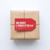 Prettig Kerstmis Rood en Wit Aangepast Cadeaulabel