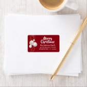 Prettig Kerstmis Rood en Wit Retouradres Etiket (Insitu)