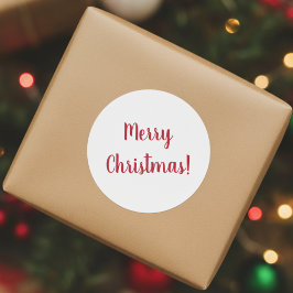 Prettig Kerstmis Rood en Wit  Script Typografie Ronde Sticker