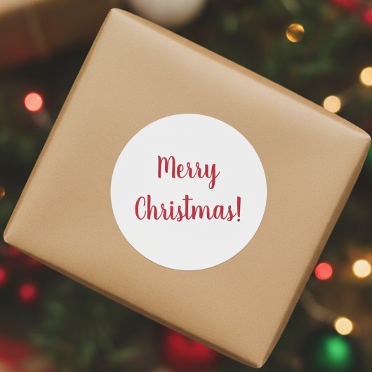 Prettig Kerstmis Rood en Wit  Script Typografie Ronde Sticker